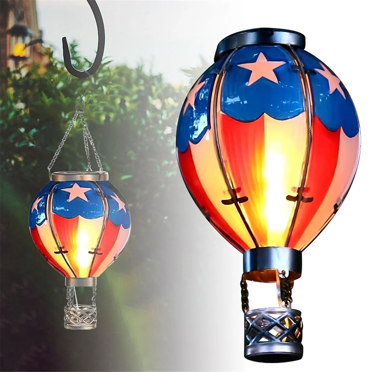 

Solar Powered Hot Air Balloon Light Lantern Outdoor Garden Yard Hanging Decors LED Lights Christmas Decoration 32cm