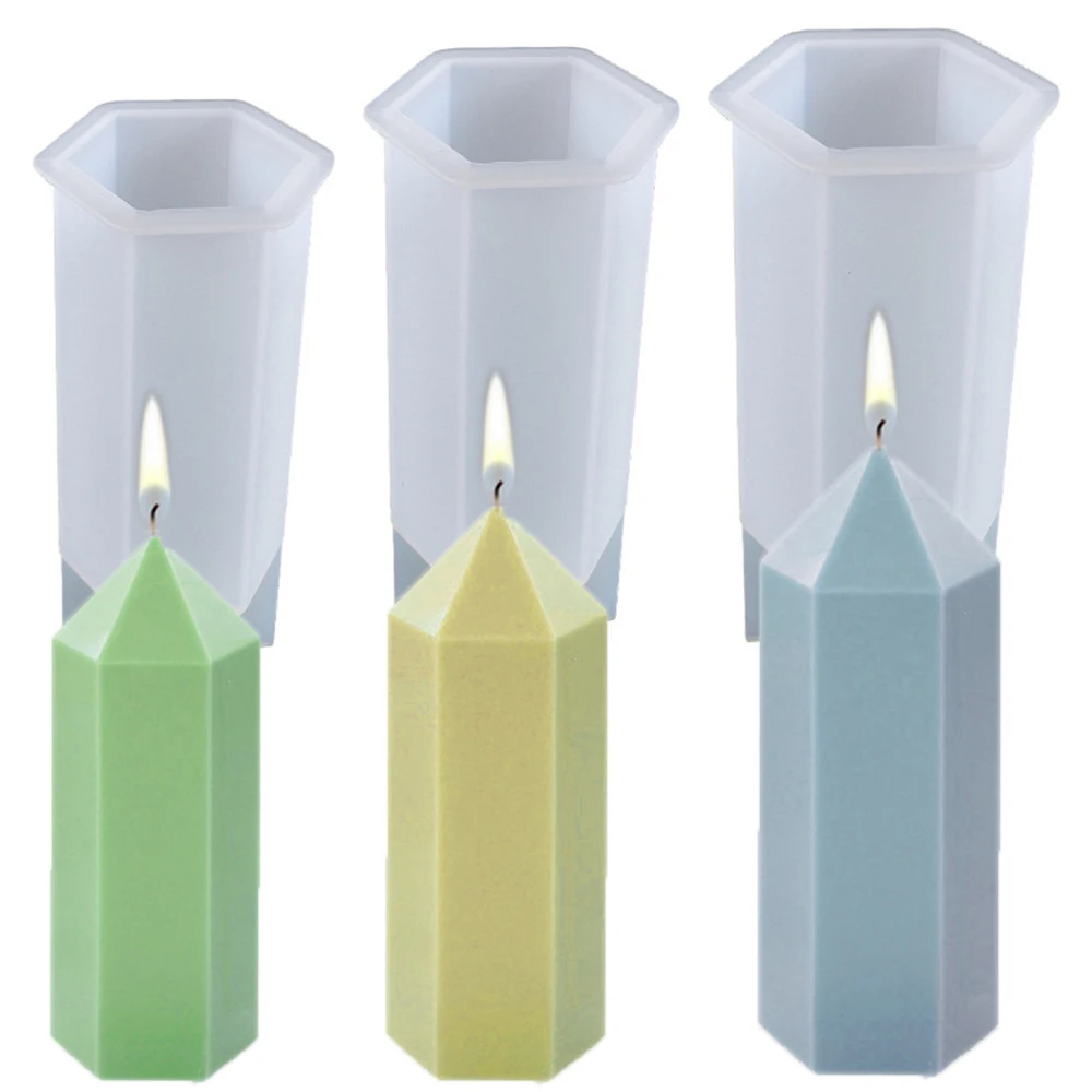 

3D Hexagonal Column Candle Molds Silicone Resin Soap Mold DIY Crafts Plaster for Candle Making Tools Accessory Kit Home Decor
