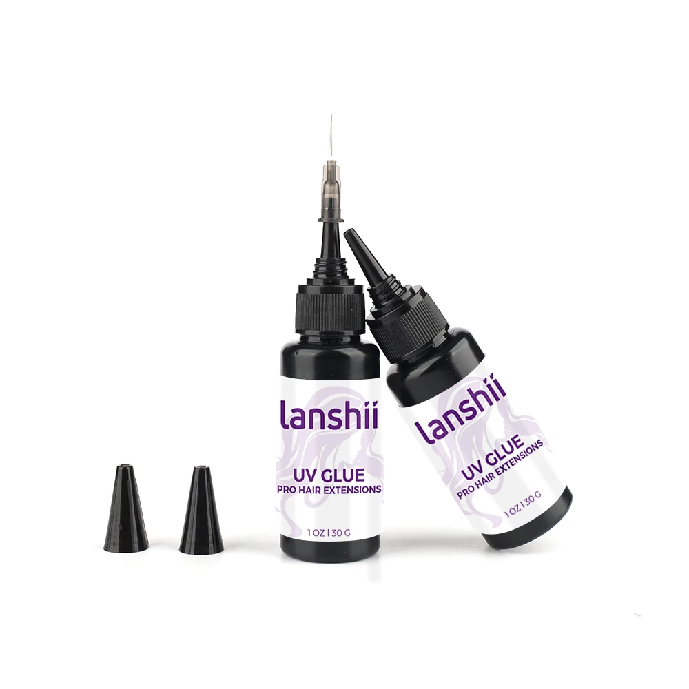 

Lanshii 30g UV Curing Glue for Hair Extensions – 2 Pcs Fast-Curing Invisible UV Hair Adhesive for UV Lamp Extension System