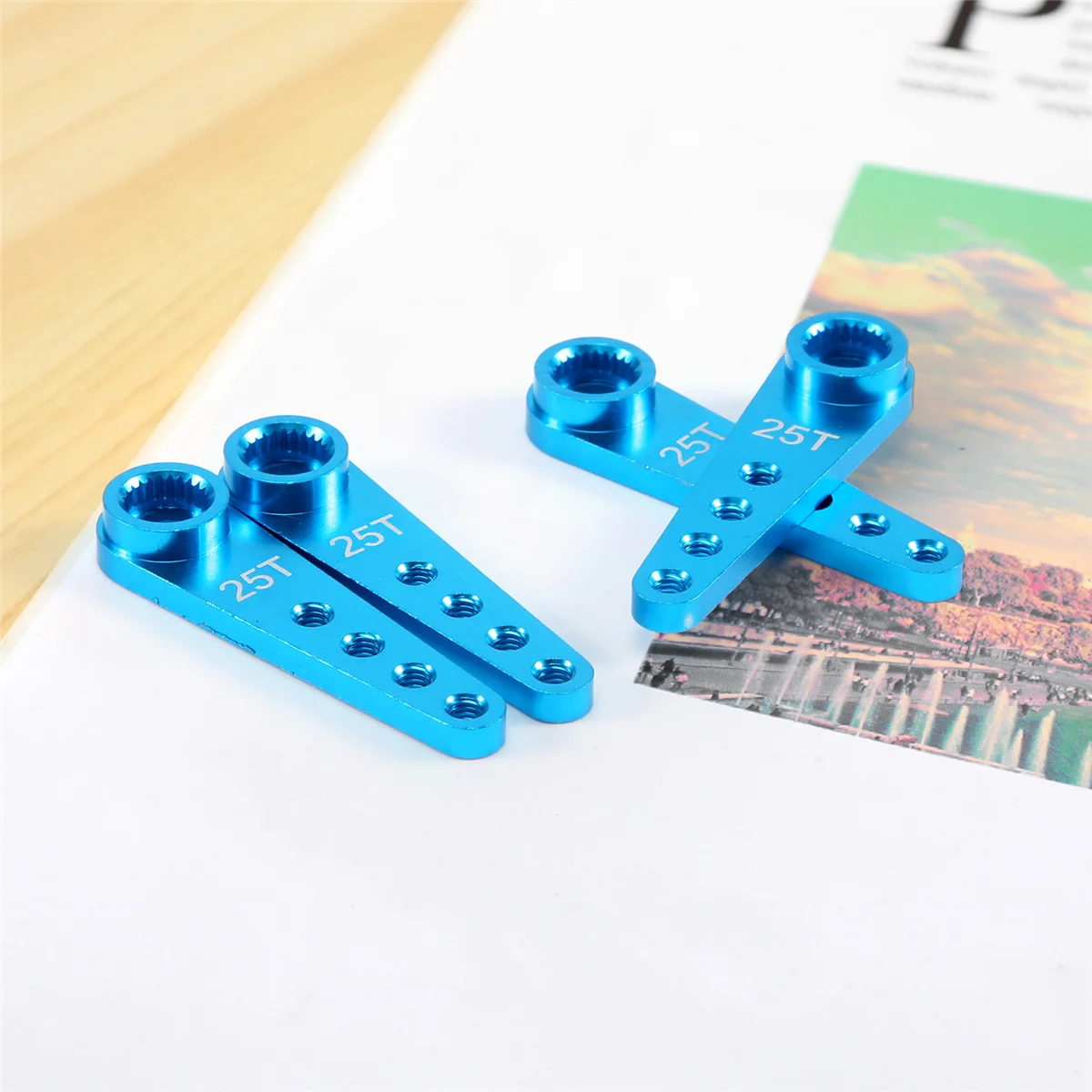 AT41 4PCS 37Mm 25T โลหะขยายพวงมาลัย Servo ARM Horn สําหรับ RC รถอะไหล่ Crawler,สีฟ้า