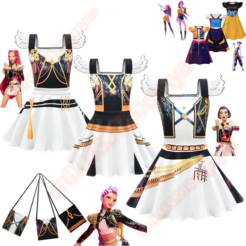 

K-Pop Demon Hunters Cosplay Costume Kids School Party Anime Mira Rumi Zoey Clothes Halloween Child Birthday Present Girl Dress