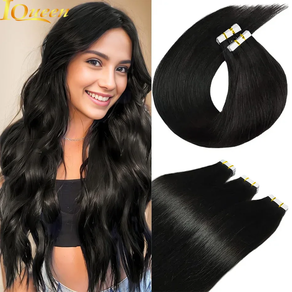 Remy Brazilian Natural Hair Straight Extensions for Women, trama da pele, cola adesiva no salão de beleza, 100% cabelo humano real, qualidade