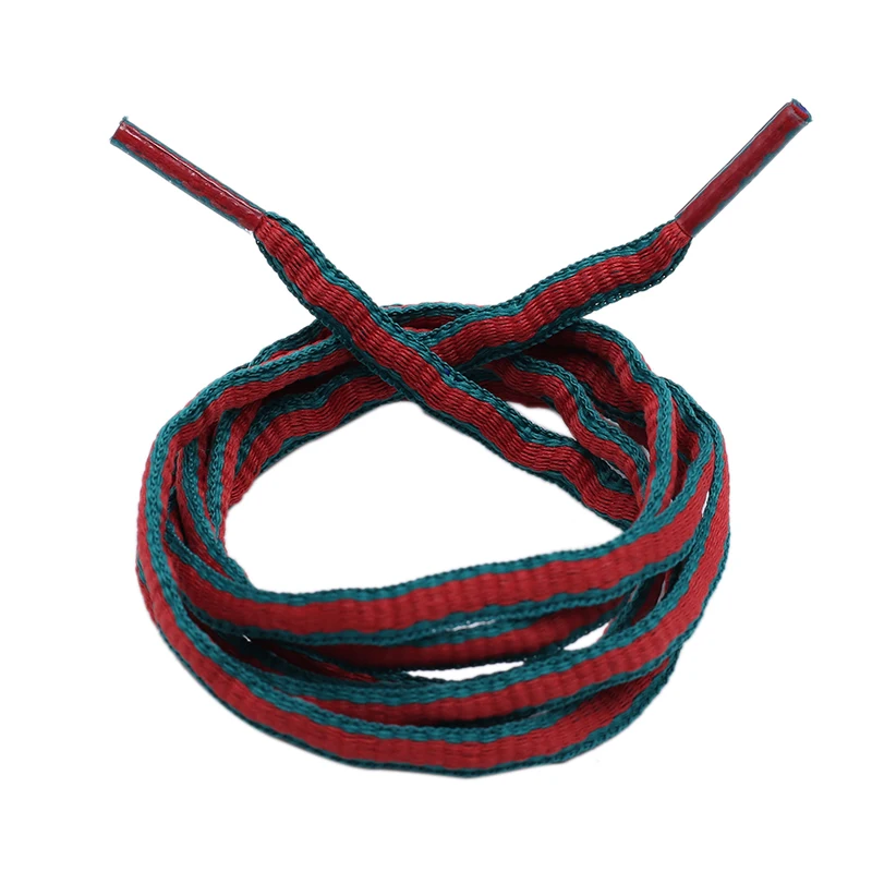 

6mm Oval Plastic Tips Two-tone Shoestrings Green Red Polyester Shoelace Semi circular Sports Laces For Canvas Sneakers