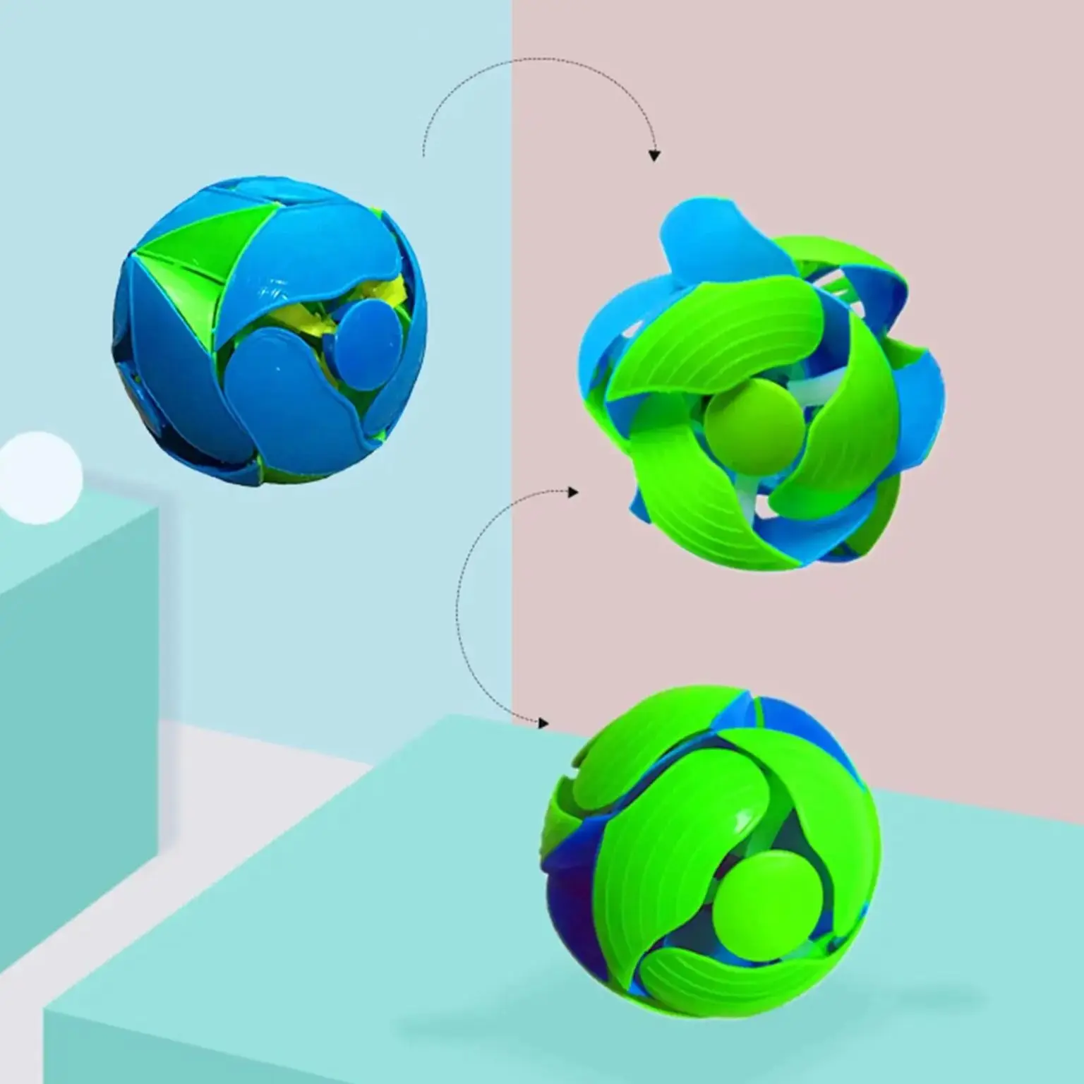 2개입 손으로 던지는 컬러 볼 장난감 어린이 감각 스트레스 해소 액세서리 성인 선물 더블 매직 컬러 볼 장난감