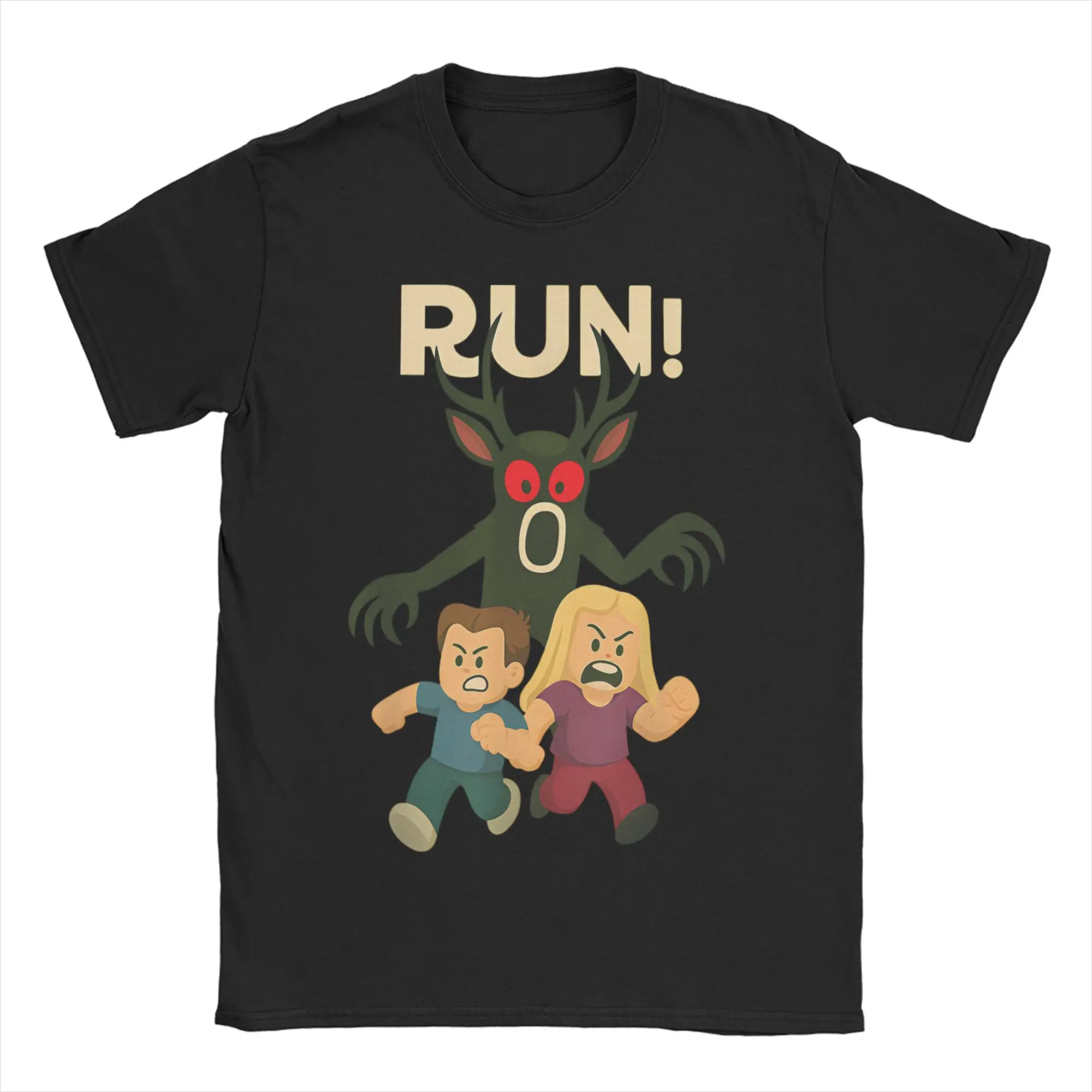 

Мужские и женские футболки RUN 99 ночей в лесу, удивительная хлопковая футболка с коротким рукавом, футболка с рисунком игры, топы с круглым вырезом, подарок