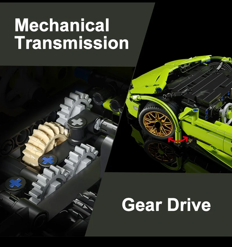 1280Pcs Technical Racing Car Building Blocks, Green Mechanical Supercar Model, DIY Assembly Toy Gift for Kids and Adults