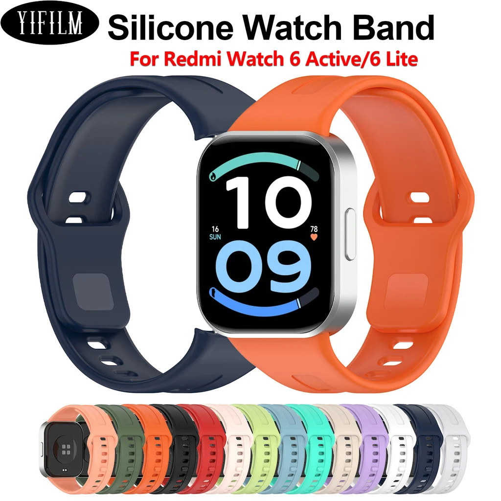 Flexible Sweat‑proof Silicone Sport Watch Band Adjustable Wrist Strap for Redmi Watch 6 Active 6 Lite5 4 Replacement Watch Strap