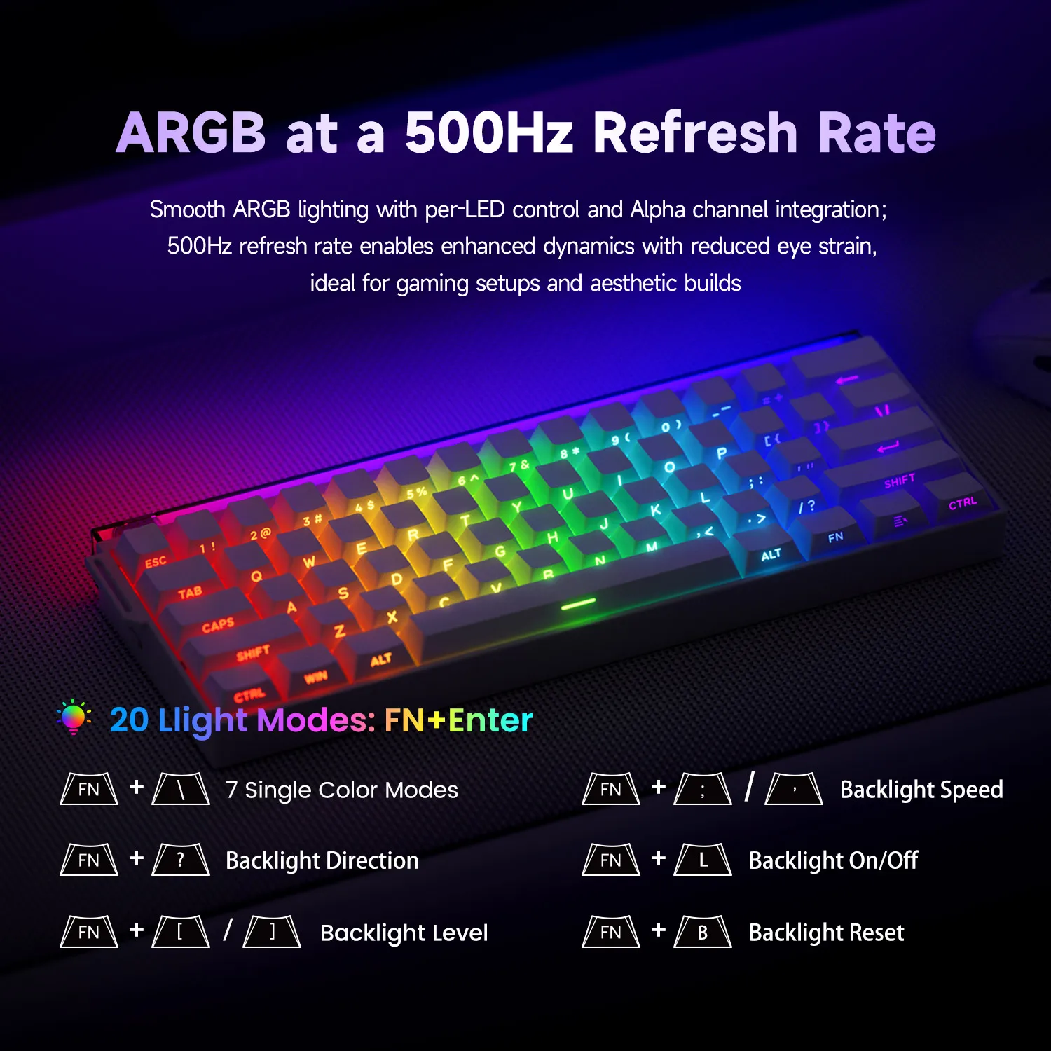 AKKO x Veekos Shine60 HE Magnetic Switch Keyboard 60% Rapid Trigger Keboard RT 0.01mm Snap Key Custom Keyboard for Esports Gamer image 5