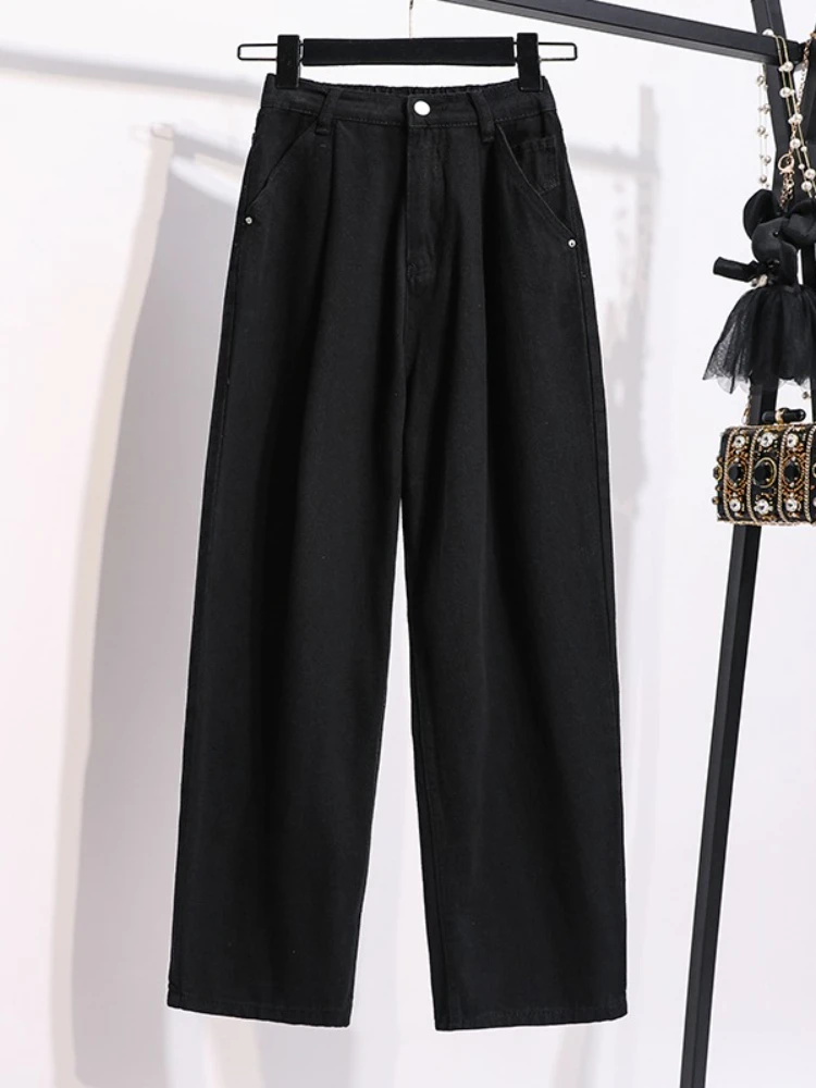 Autumn Winter Vintage Pure Cotton Wide Leg Pants 2025 Women Plus Size Pants High Waist Casual Straight Full Length Trousers