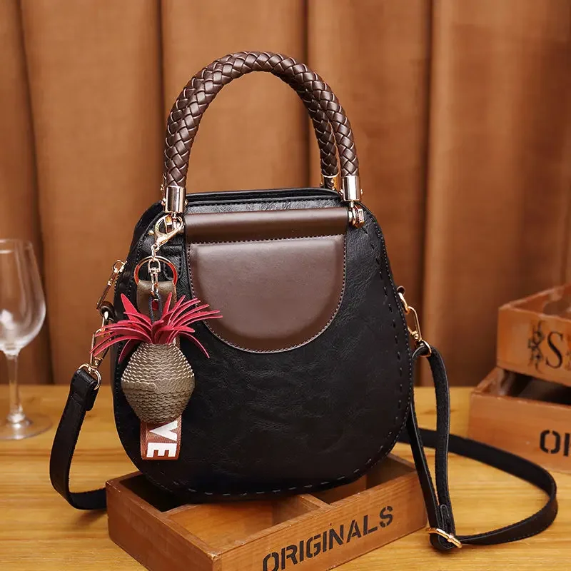 French Style Leather Retro Women Bag 2025 New Fashion Personality Woven Handbag Texture Cowhide Single Shoulder Crossbody Bags