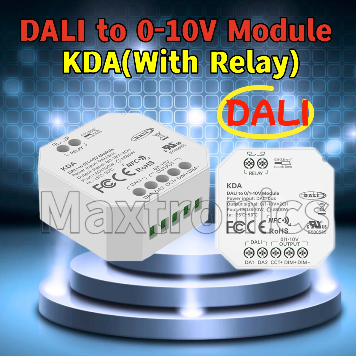 LTECH KDA (With Relay) DALI To 0/1-10V Module 2CH Use The NFC Lighting APP Smart Dimming Module for Dimmable Lighting Fixtures