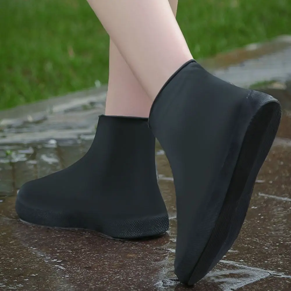 5Pairs Reusable Silicone Shoe Covers Durable Non-Slip Waterproof Shoe Covers Foldable Elastic Material Rubber Rain Boot Covers