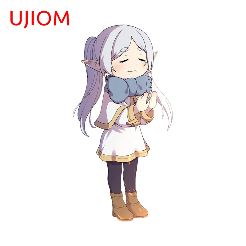 UJIOM 13cm X 6.6cm Frieren Chibi Cartoon Girl Personality Wall Stickers Interesting Cupboard Decal Kitchen Wardrobe Decoration