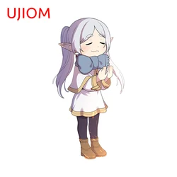 UJIOM 13cm X 6.6cm Frieren Chibi Cartoon Girl Personality Wall Stickers Interesting Cupboard Decal Kitchen Wardrobe Decoration