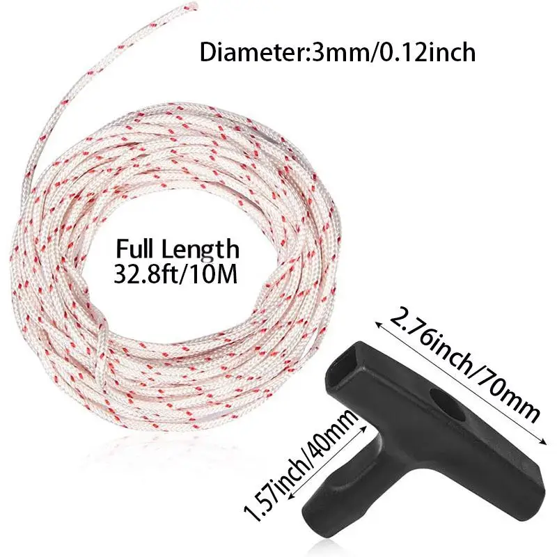 1 Set Recoil Starter Handle & Rope Kit - High-strength Nylon Rope, for Lawn Mowers, Chainsaws, Trimmers and Brush Cutters