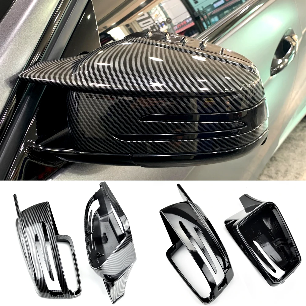 

Side Mirror Cap Covers For Mercedes Benz W176 W246 W212 W204 C117 X156 X204 W221 C218 A B C E S CLA GLA GLK Class Black Replace