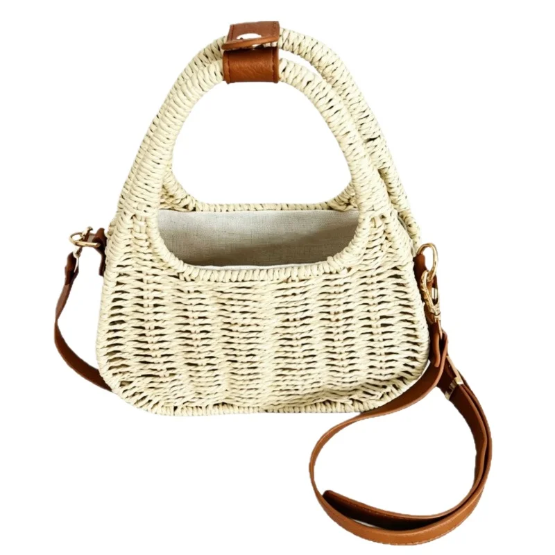 

Women's Handwoven Hollow Out Straw Crossbody Bag Convertible Top Handle Beach Vacation Summer Korean Style