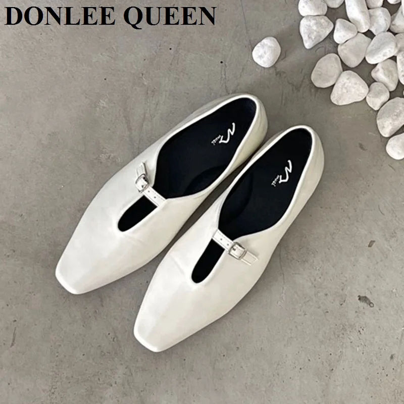 

2025 Women Ballerina Flats New Fashion Square Toe Slip On Loafer Soft Sole Ladies Elegant Casual Outdoor Dress Shoe Ballet Mujer