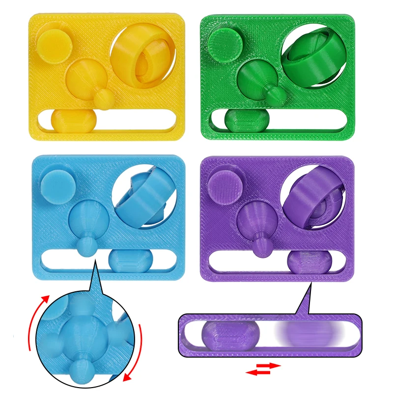 3D Printed 4in1 Finger Fidget Toy Slide, Rotate, Poke, Multi-function Toys 3.5*4.5cm