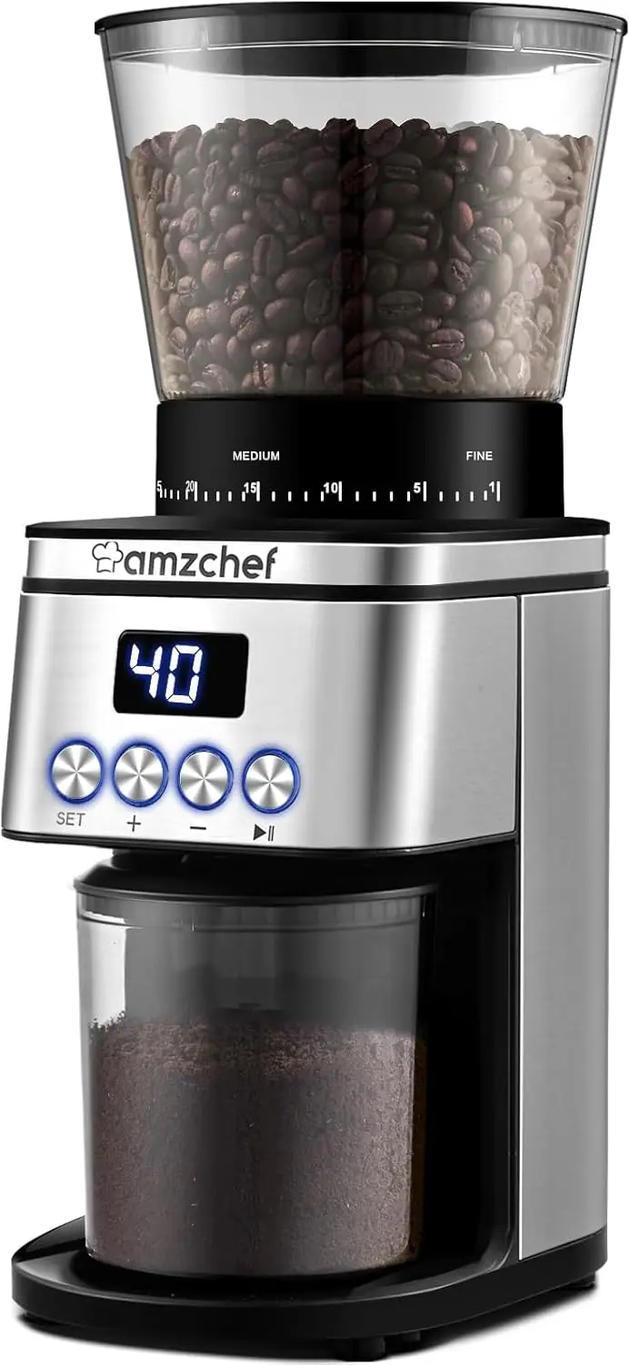 

Burr Coffee Grinder 30 Precise, Coffee Grinder with LED Screen & Anti-static Device, Adjustable Burr Grinder for 1-12 Cu