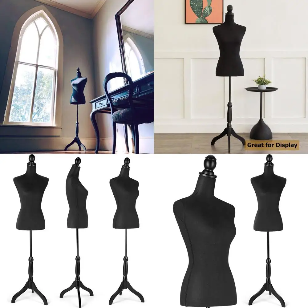 

Регулируемый по высоте женский манекен на треноге для демонстрации одежды, черный