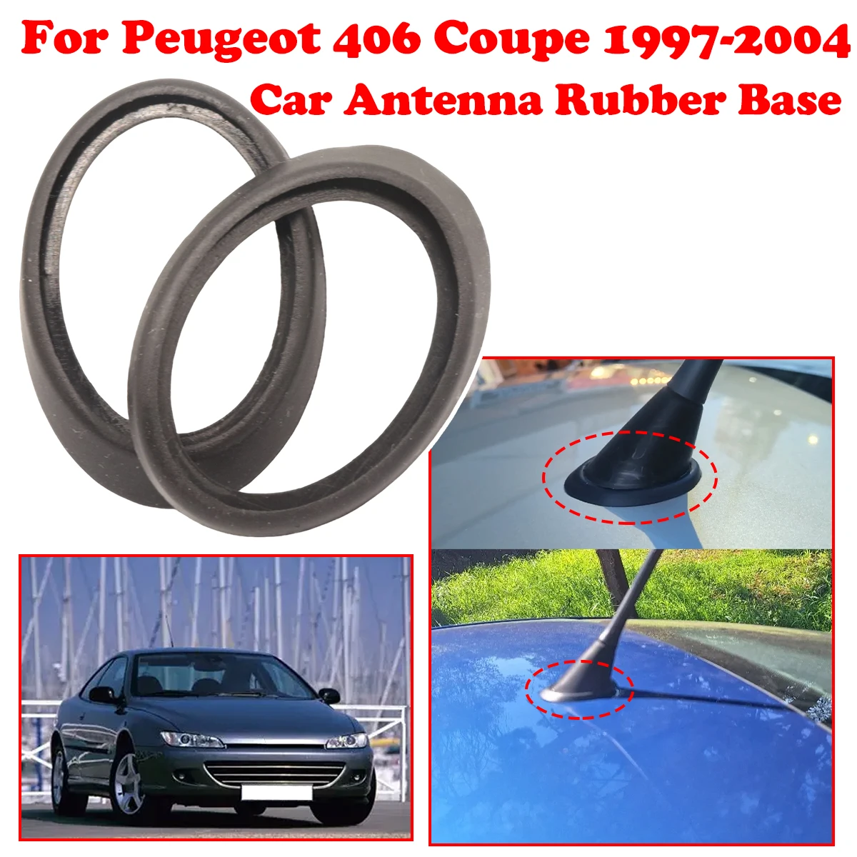 

2/4PC For Peugeot 406 Coupe 97-2004 Toyota Yaris Car Radio Aerial Antenna Mast Whip Base Sting Roof Gasket Rubber Seal Pad ring