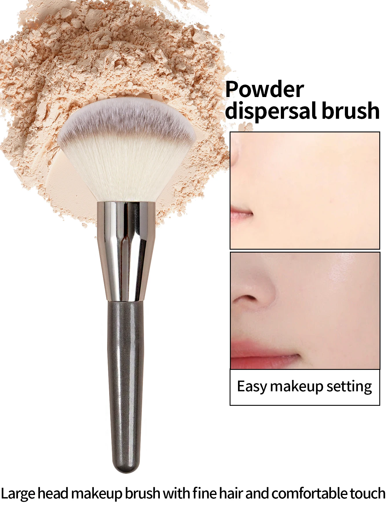 Makeup Powder Foundation Brush for Setting Loose Pressed Powder Mineral Blush Large Face Brush