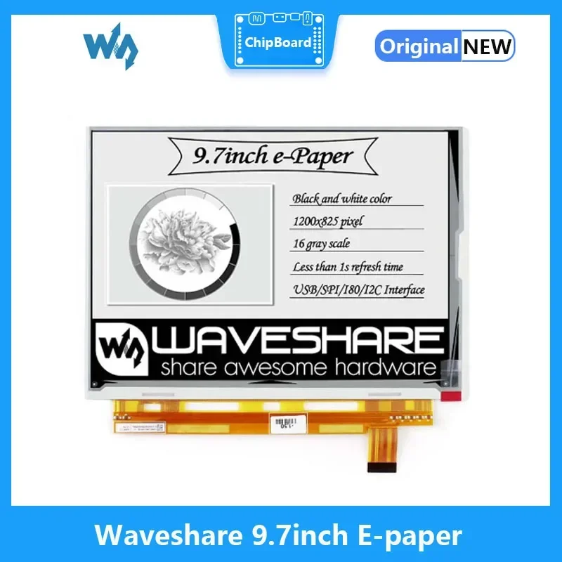 Écran Waveshare E-Ink brut avec port parallèle pour Raspberry Pi, résolution 9.7x1200, 825 pouces, 2B, 3B, 3B +, ontari, ontariW