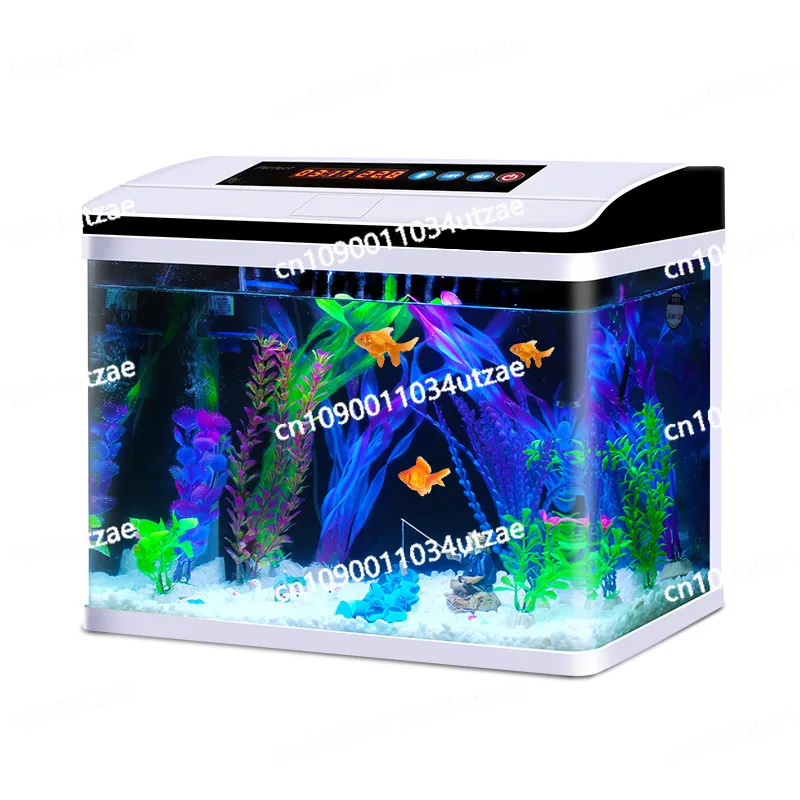 Household Fish Tank Aquarium Lazy Water-free Self-circulation Small Desktop Living Room with Light Control Glass Fish Tank