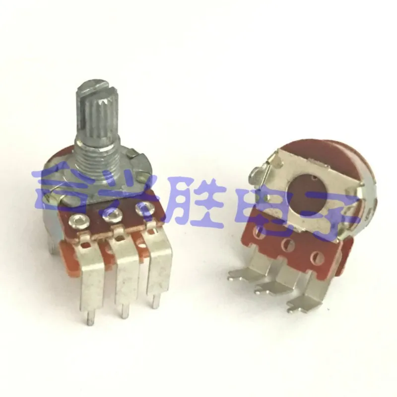 1 Piece 16 Type Rotary Potentiometer Single A10K Bent Foot Audio Amplifier Volume Potentiometer 3Pin Shaft Length 15MM