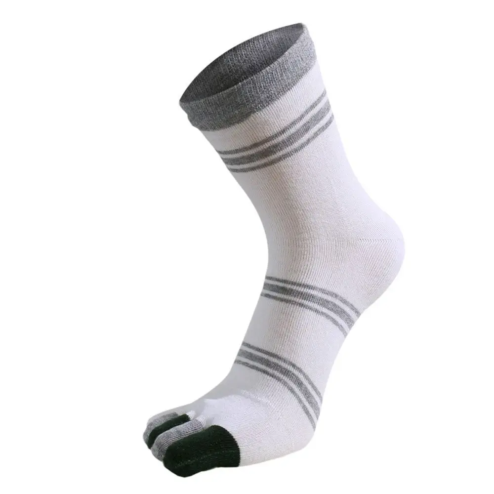 

Elastic Soft Five Toe Middle Tube Cotton Striped Toe Socks Male Hosiery Five Finger Socks Crew Socks