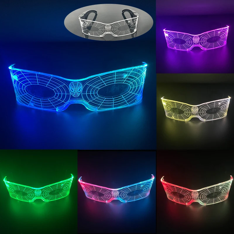 Novelty Colorful LED Glasses Cosplay Spider Hero Head Eyewear Boys Girls Eyeglasses Children Gift Glasses Carnival Sunglasses