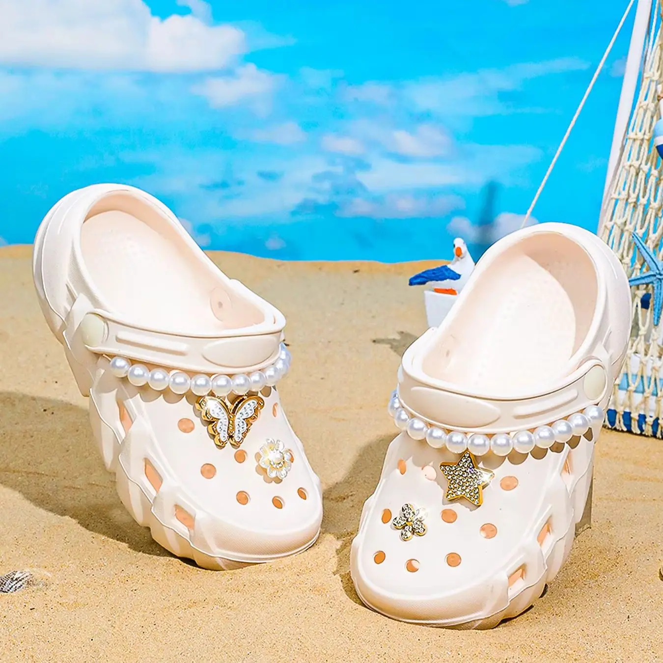 One-step garden shoes, can be worn in all seasons, shiny thick-soled EVA versatile hole shoes, suitable for the beach 2501