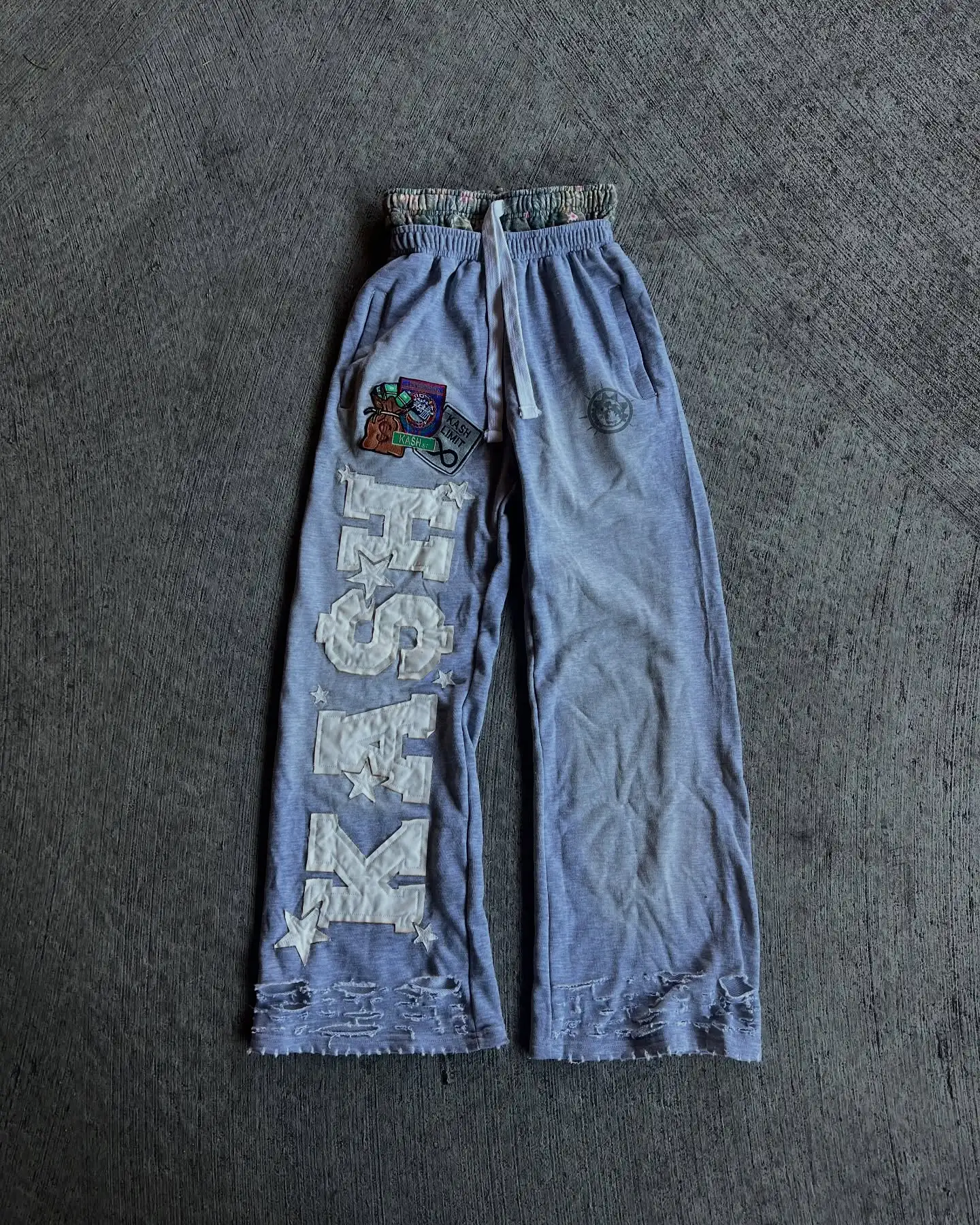 

Baggy Elastic Waist Washed Letter Patch Sweatpants American Fashion Casual Style Harajuku Straight Pants Black Y2k Pants