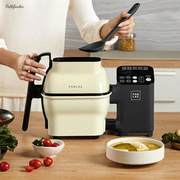 Household cooking machine. Fully automatic. Multi-function fried rice machine and cooking pot. Intelligent robot.