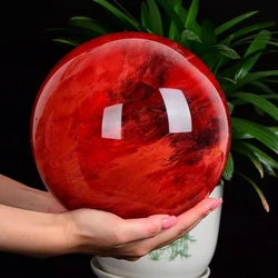 Magical Huge Red Smelting Stone Quartz Ball Crystal Ball Mineral Sample Healing Gem Home Office Degaussing Decoration Gift