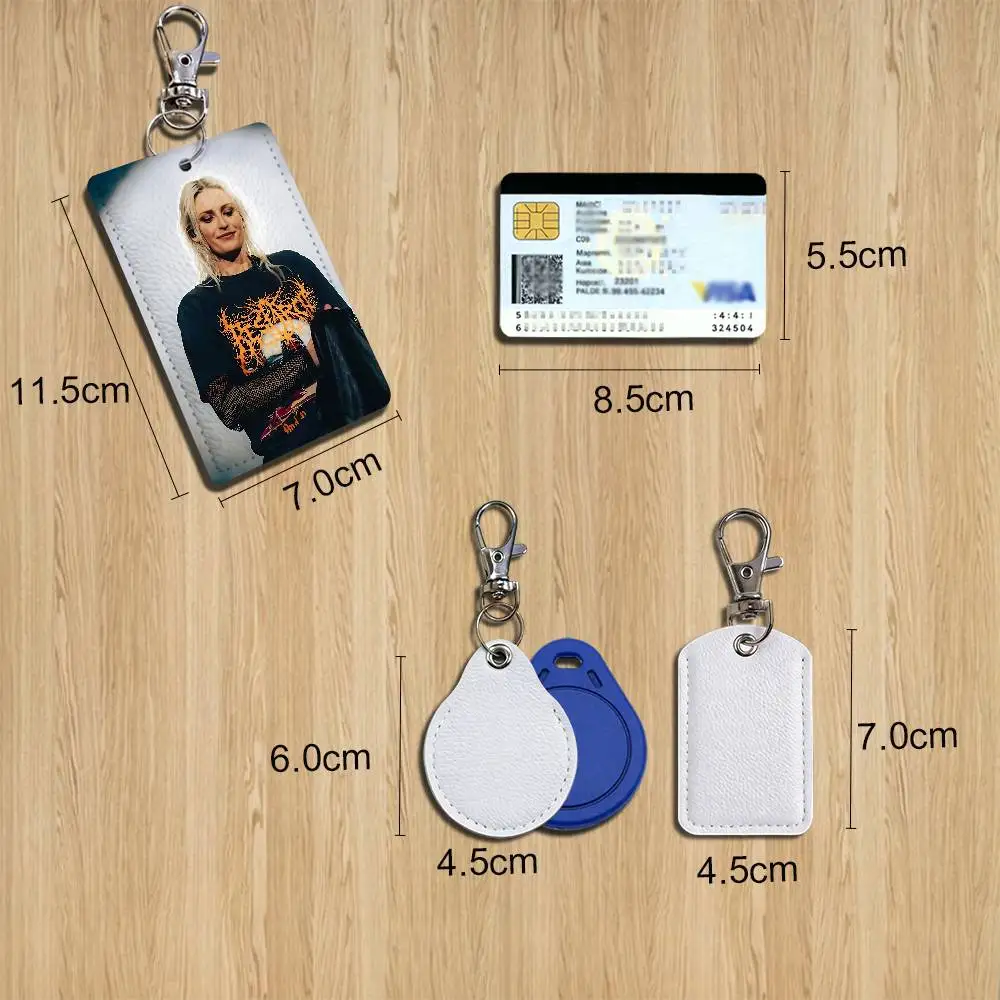 Australia New Zealand Emily Armstrong Rectangle ID Card Case Keychain Access Card Bag Key Tag Ring Leather Card Holder Key Ring