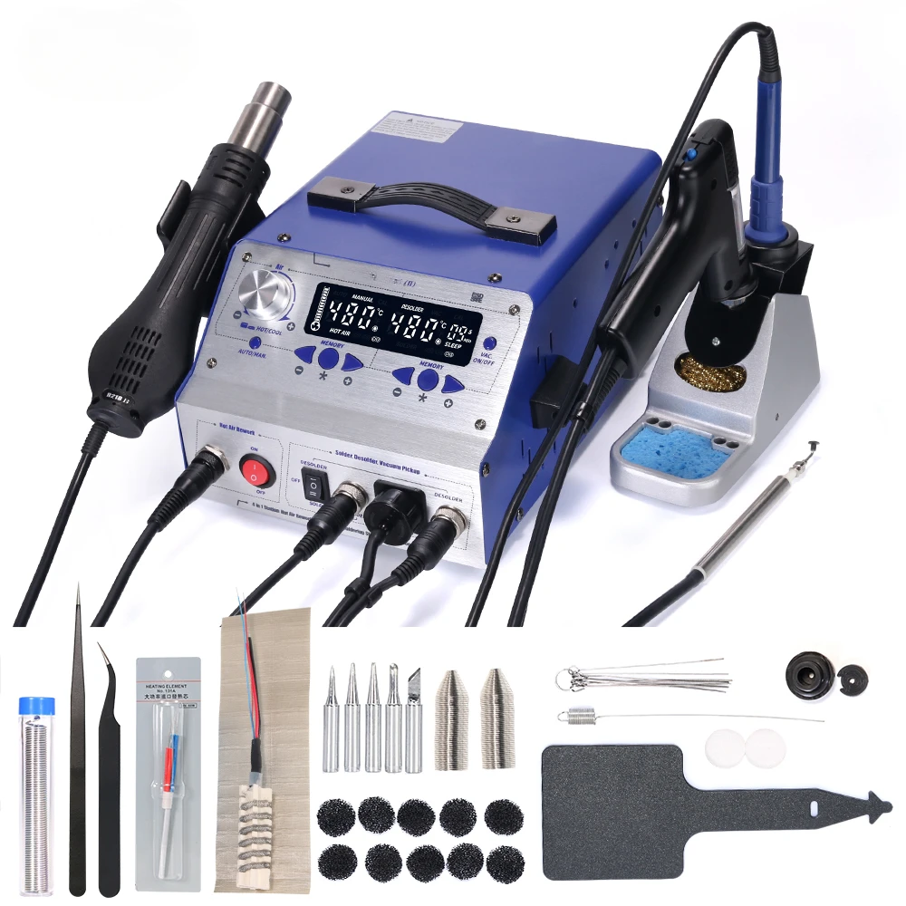 

WEP 948-II Suction Tin Soldering Station 4 in 1 Sucker Tools Solder Iron Hot Air Gun BGA Rework Station