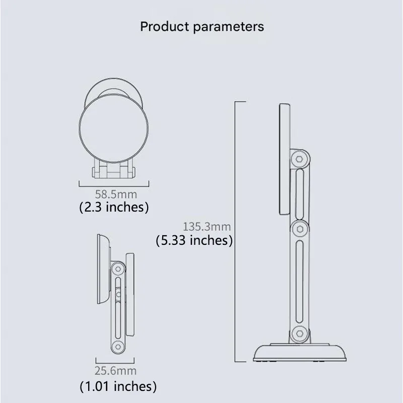 Dudukan Ponsel Magnetik - Dapat Dilipat, Dapat Disesuaikan untuk Menonton Film, Streaming Langsung, Dudukan Mobil Cermin Kamar Mandi & Dapur