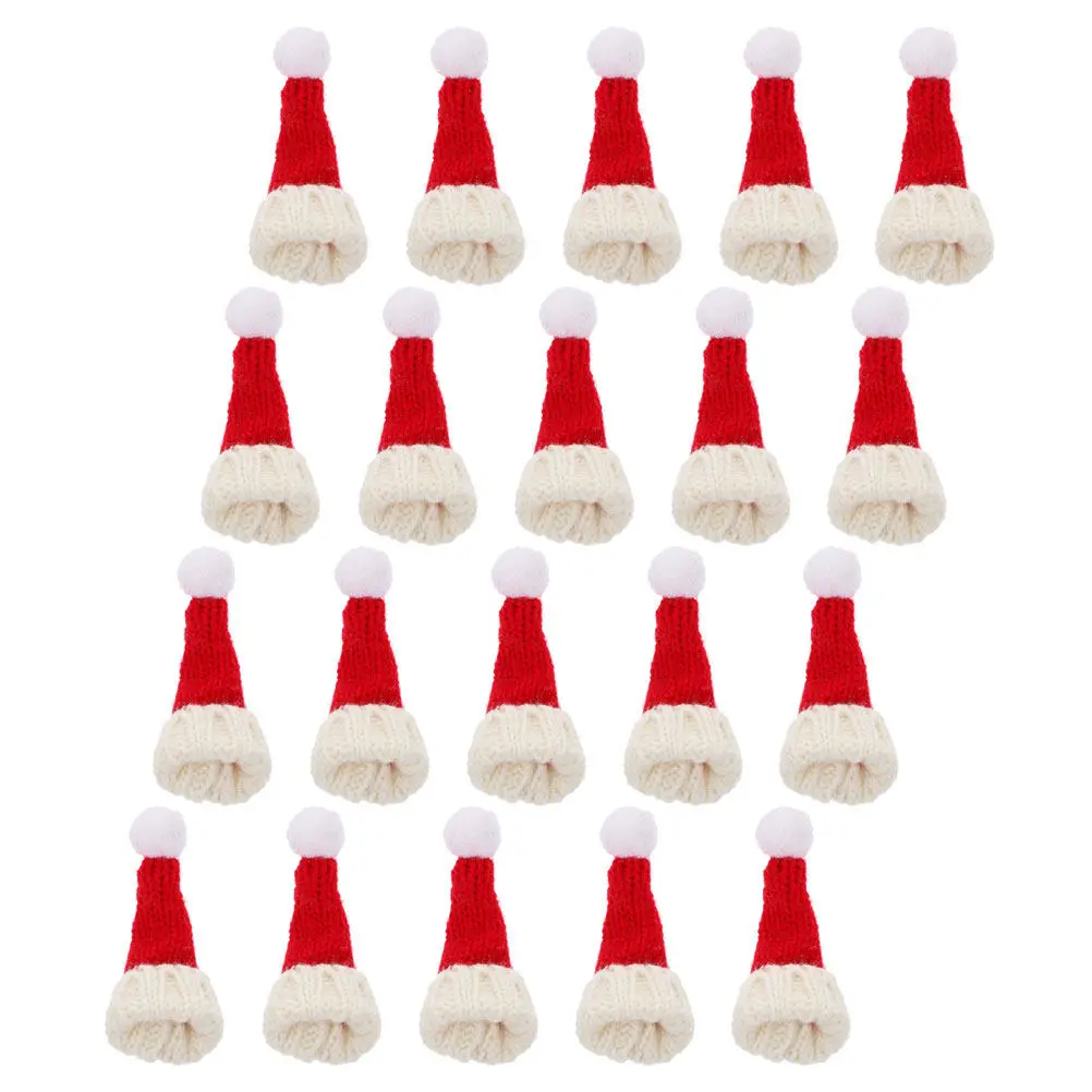 20 Pcs Craft Mini Ornaments Holiday Hats Knitting Accessories Decorative Knitted