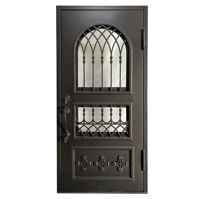 Custom High Quality Manufacture Wrought Iron Front Doors Iron Single Door Design