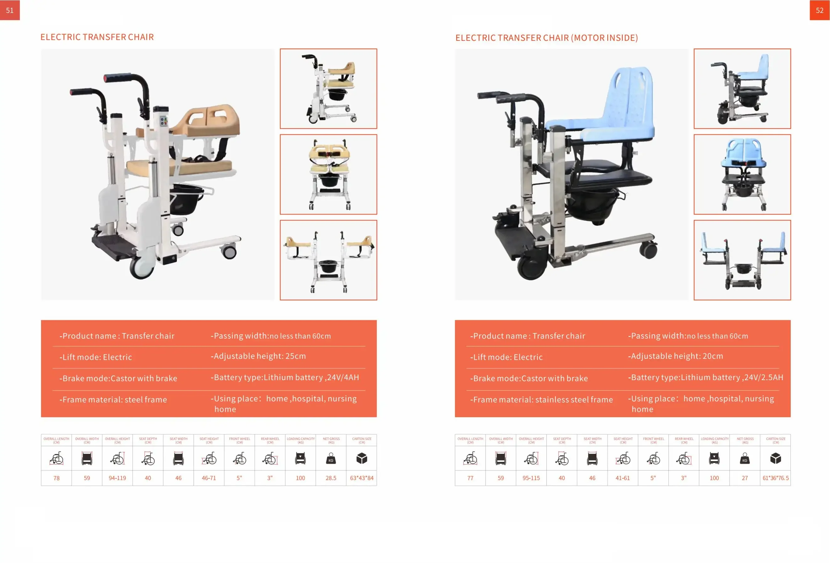 Medical Nursing Electric Transfer Lift Chair for Disabled Lift with Commode