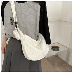 Nylon Crossbody Bag Ruched Design Satchel Bag Shoulder Bag Pleated Cloud Bag Korean Style Bag for Girl Women