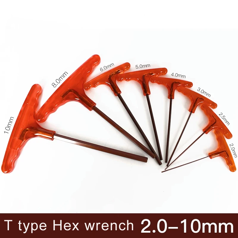 8PCS/Set T-Handle Spanner Allen Key Hex Wrench Flat Head Hexagon 2.0mm-10mm Universal Screwdriver Hand tool Quick Snap Adapter