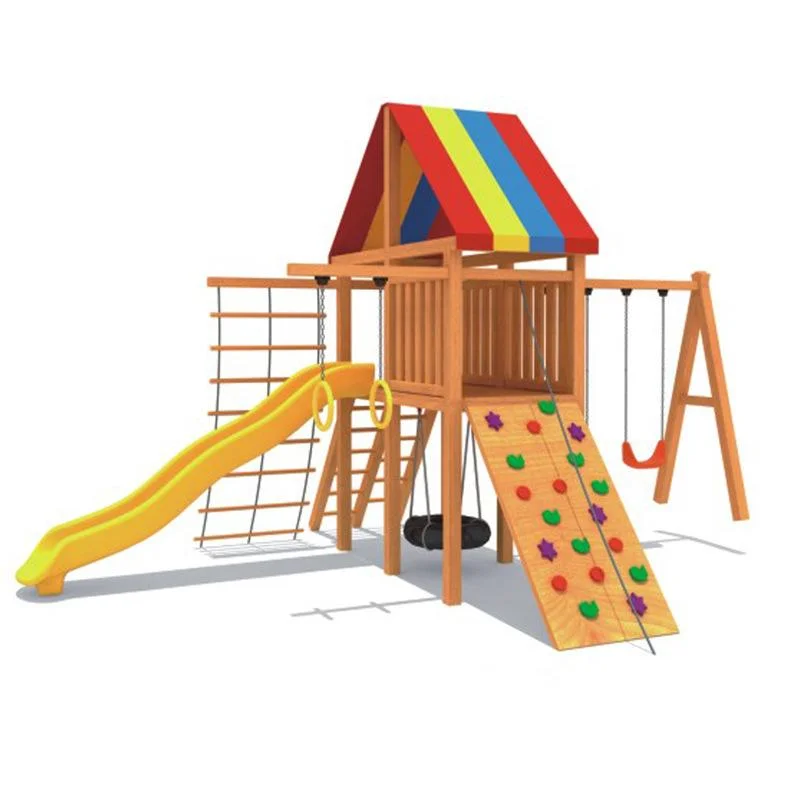 

Children Cute Squirrel Play Center Wooden Outdoor Playground Climbing Frame Slide Kids Swing Set
