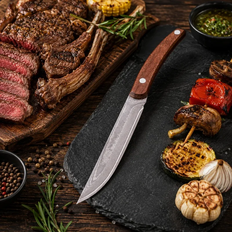 WXCOO Kitchen Knife with Cover Handmade Forged Boning Knife Fruit Cutter Cleaver Knife with Wooden Handle Kitchen Accessories