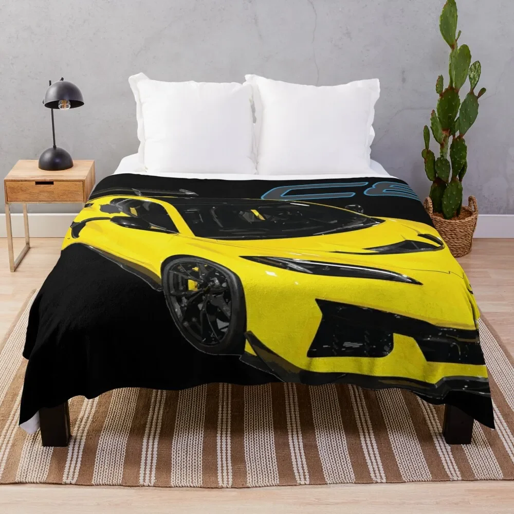 

zr1 lt7 twin-turbo C8 Competition Yellow v-8 Throw Blanket For Decorative Sofa Luxury Brand Blankets