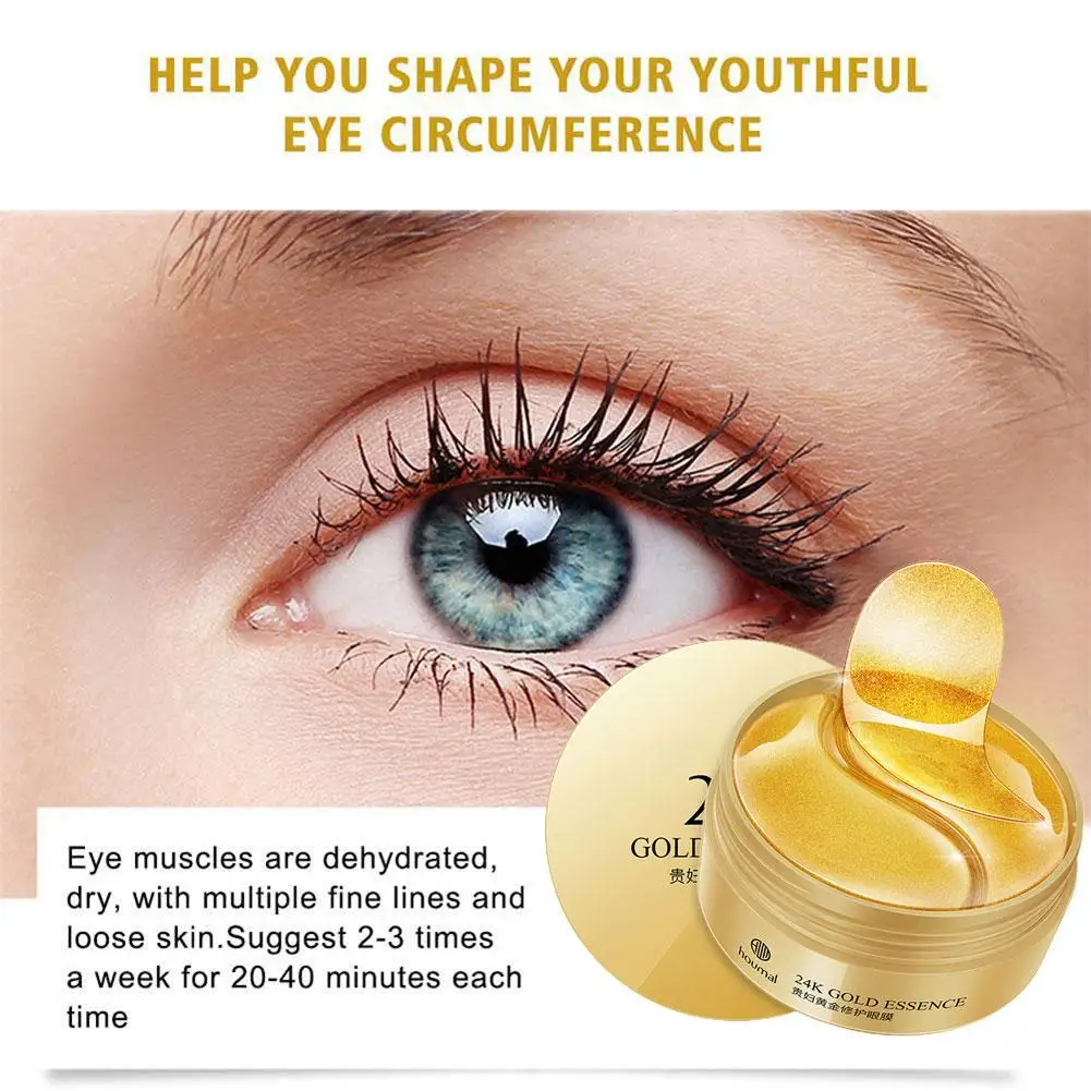 Golden Crystal Anti-Skincare Eye Mask, rugas, envelhecimento, oculares macios, Tira, Spring Run, produtos, V0B9