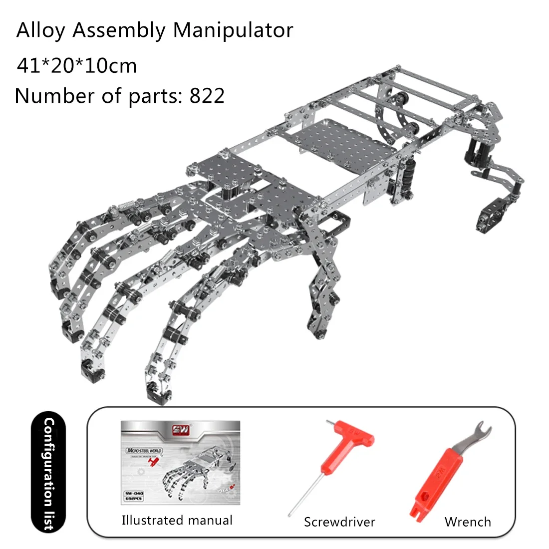 Kit d'assemblage de manipulateur en alliage 3D pour adultes et enfants, puzzle en métal bricolage, jouets de modèle de puzzle, cadeau, 822 pièces