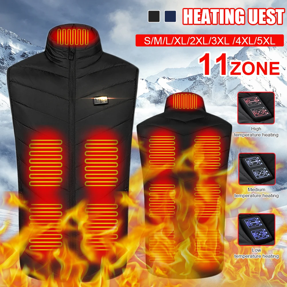 

11 Heated Vest Jacket Fashion Men Women Coat Clothes Intelligent Electric Heating Thermal Warm Clothes Winter Hunt Hiking Vests